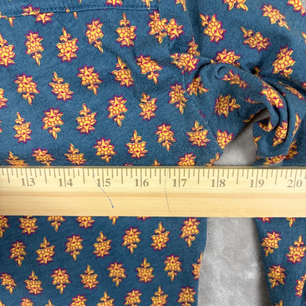 Anthropologie Maeve Top S Mixed Print Floral Damask Teal Orange 3/4 Sleeve Boho - Picture 4 of 7
